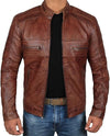 Men's Brown Distressed Café Racer Jacket