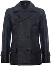 Men's German Naval Dr Who Cowhide Leather Coat — Black