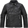 Boys' Leather Racer Jacket - Black