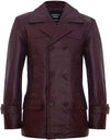 Men's German Naval Dr Who Cowhide Leather Coat — Red