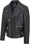 Men's Lambskin Heavy Duty Biker Jacket — Black (Style 1)