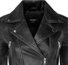 Women's Short Gothic Leather Biker Jacket — Black