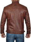 Men's Brown Distressed Quilted Motorcycle Jacket