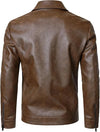 Hood Crew Men's Faux Leather Biker Jacket — Brown