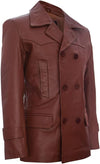 Men's German Naval Dr Who Cowhide Leather Coat — Tan