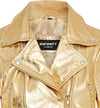 Women's Short Gothic Leather Biker Jacket — Brown