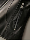 Women's Slim Fit Diagonal Zipper Short Leather Jacket