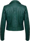 Women's Classic Real Leather Biker Jacket — Sea Green