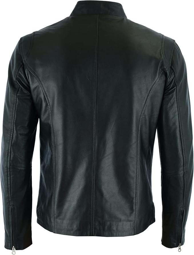 Men's Brando Cowhide Leather Motorcycle Jacket — Black