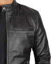 Men's Black Slim Minimalist Café Racer Jacket