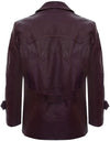 Men's German Naval Dr Who Cowhide Leather Coat — Red