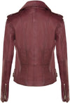 Women's Retro 100% Nappa Leather Biker Jacket — Brown