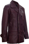 Men's German Naval Dr Who Cowhide Leather Coat — Red