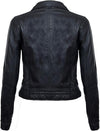 Women's Classic Real Leather Biker Jacket — Black