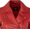 Women's Short Gothic Leather Biker Jacket — Red