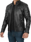 Men's Black Dual-Zip Café Racer Jacket