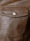 Hood Crew Men's Faux Leather Biker Jacket — Brown