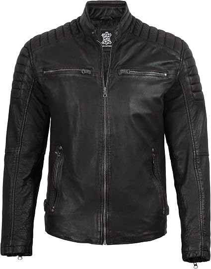 Men's Dark Brown Café Racer Leather Jacket