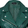 Women's Classic Real Leather Biker Jacket — Sea Green