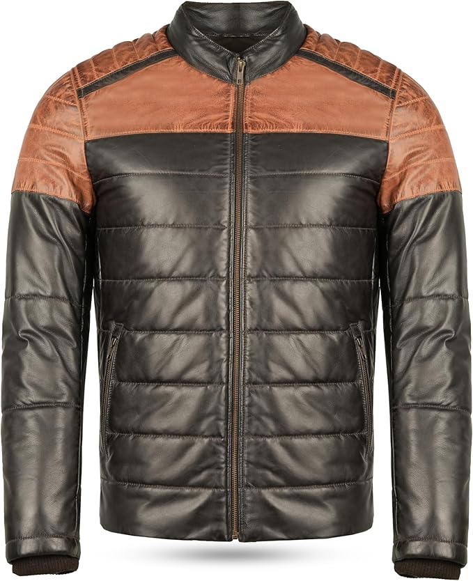 Men's Lambskin Two-Tone Quilted Leather Jacket