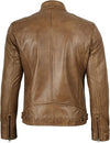 Men's Tan Quilted Shoulder Café Racer Jacket