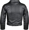 Kids' Asymmetric Leather Moto Jacket - Black