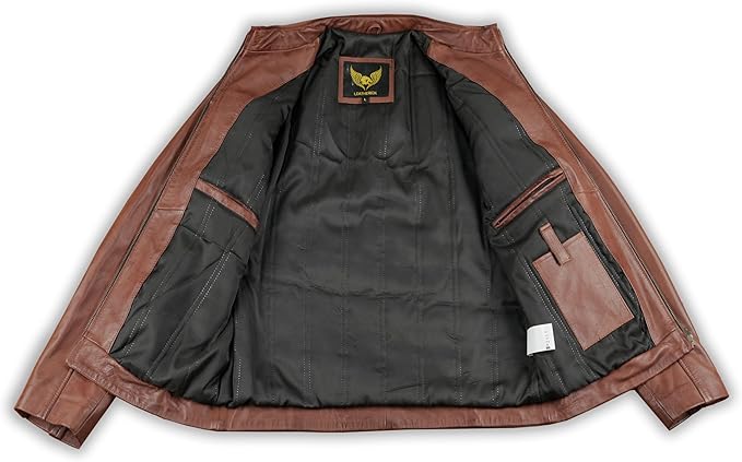 Men's Brando Cowhide Leather Motorcycle Jacket — Brown