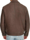 Men's Brown Leather Bomber Jacket
