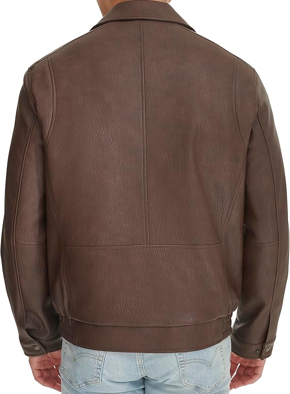 Men's Brown Leather Bomber Jacket