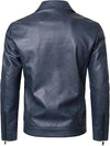 Hood Crew Men's Faux Leather Biker Jacket — Blue