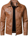 Hood Crew Men's Faux Leather Biker Jacket — Black