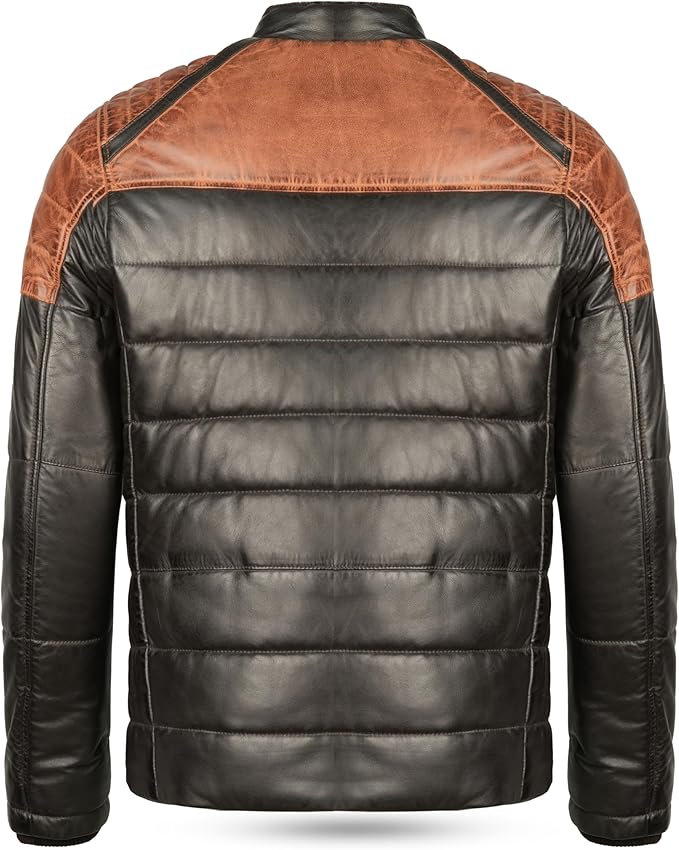 Men's Lambskin Two-Tone Quilted Leather Jacket
