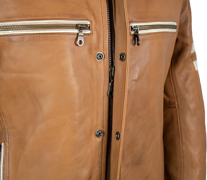 Men's Cowhide Motorcycle Jacket with Protectors (Style 1)