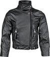 Kids' Asymmetric Leather Moto Jacket - Black