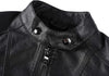 Boys' Leather Racer Jacket - Black