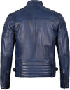 Men's Navy Blue Café Racer Leather Jacket