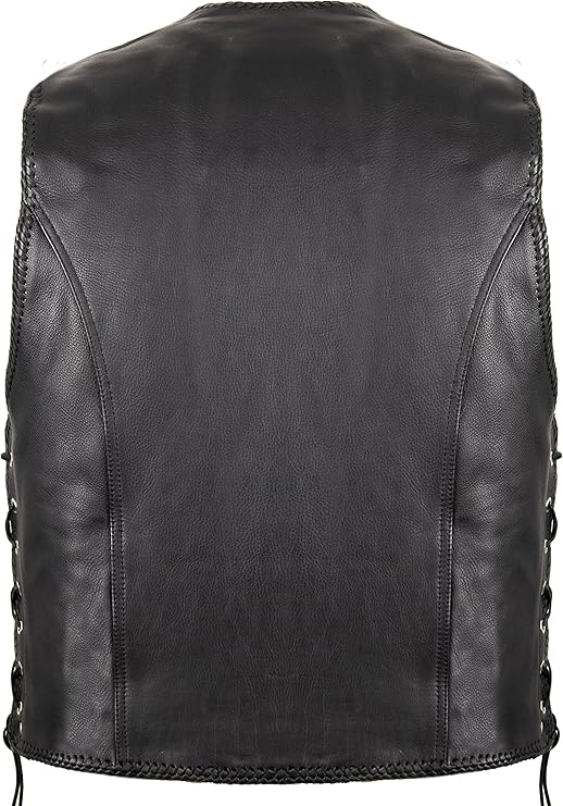 Men's Black Leather Vest
