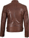Men's Brown Ribbed Shoulder Café Racer Jacket