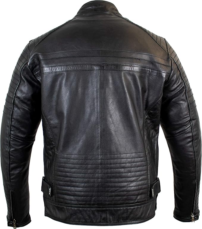 Men's Cowhide Motorcycle Jacket with Protectors (Style 3)