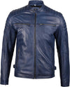 Men's Navy Blue Café Racer Leather Jacket