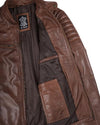 Men's Brown Ribbed Shoulder Café Racer Jacket