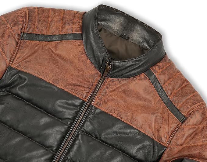 Men's Lambskin Two-Tone Quilted Leather Jacket