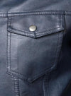 Hood Crew Men's Faux Leather Biker Jacket — Blue