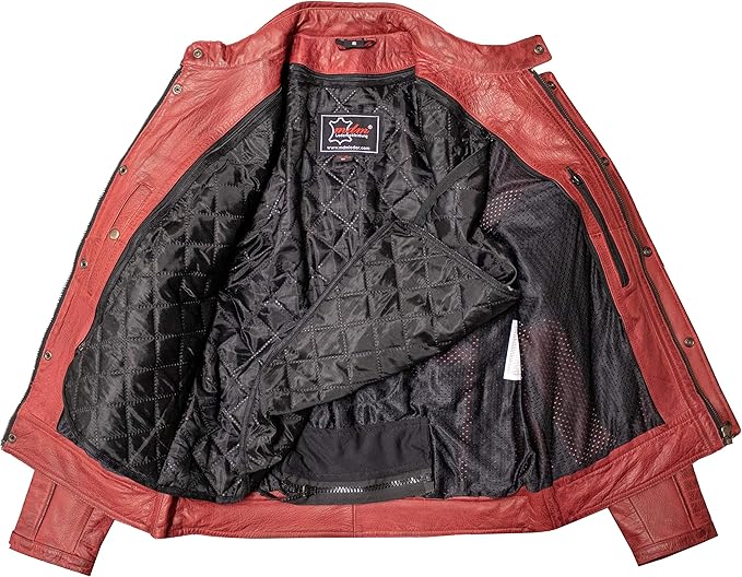 Men's Cowhide Motorcycle Jacket with Protectors (Style 2)