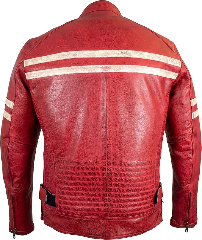 Men's Cowhide Motorcycle Jacket with Protectors (Style 2)