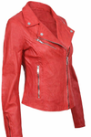 Women's Classic Real Leather Biker Jacket — Red