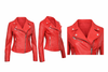 Women's Classic Real Leather Biker Jacket — Red