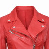 Women's Classic Real Leather Biker Jacket — Red