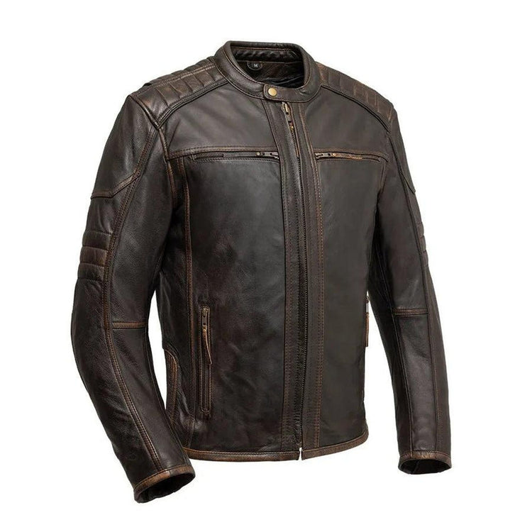 Men's Brown Distressed Vintage Café Racer Jacket