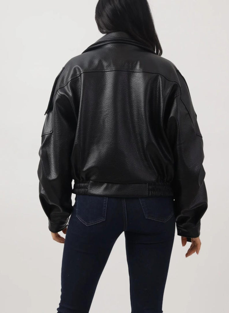 Women's Black Oversized Biker Jacket